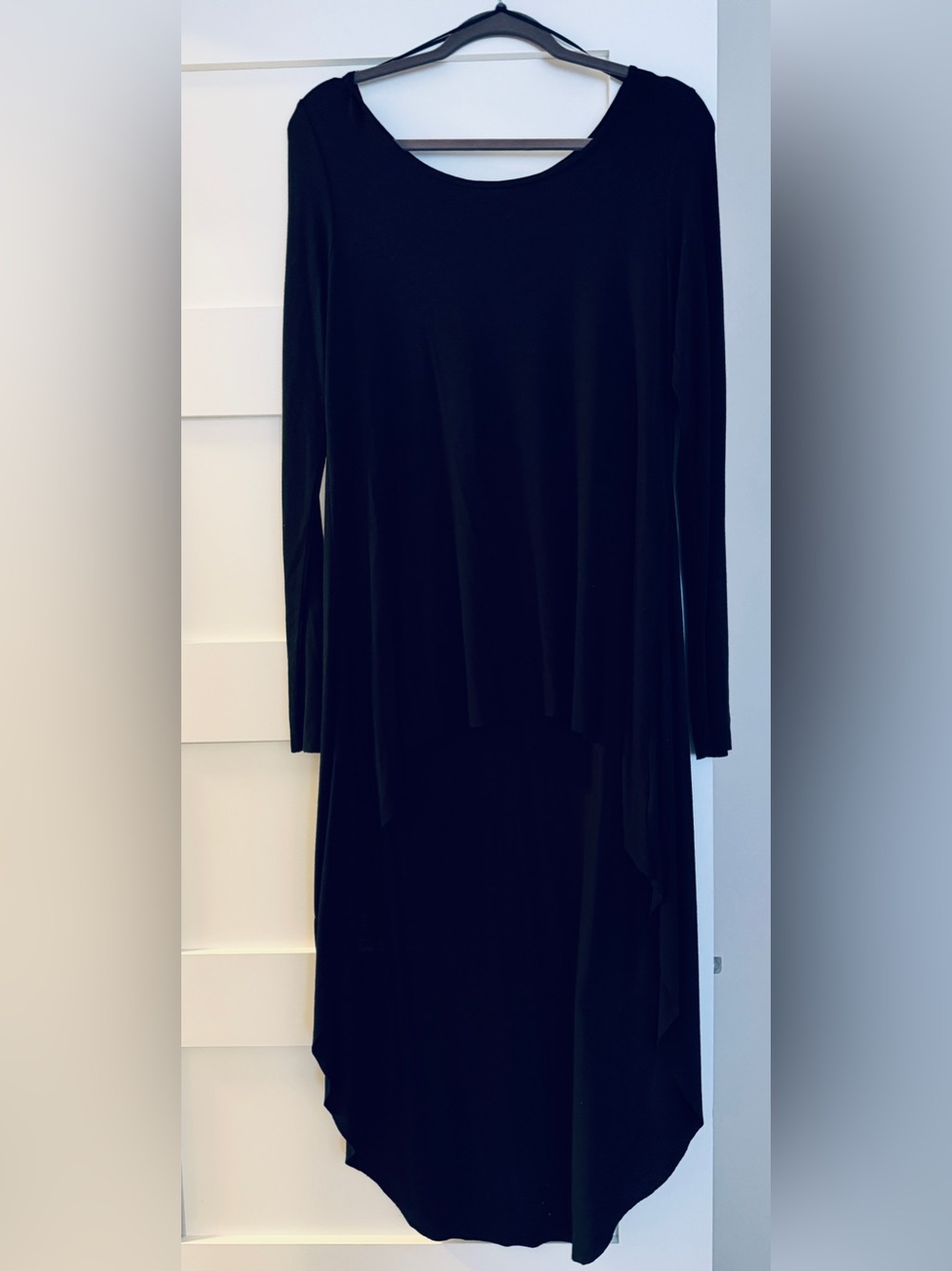 Vintage Express Women's Black Long Sleeve High-Low Shirt/Dress M